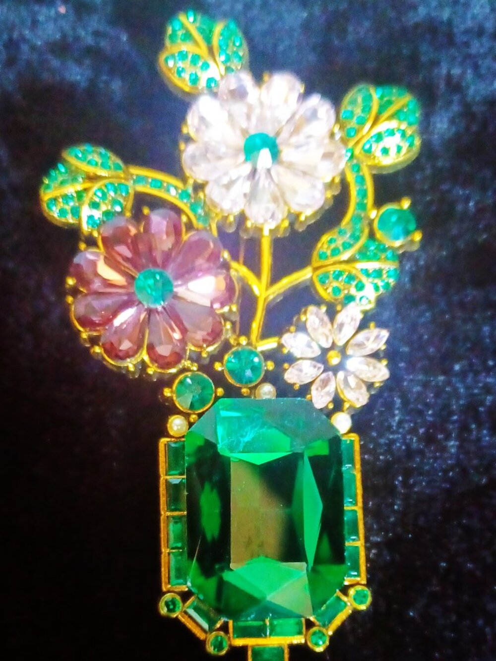 Lovely 3.25" Flower Pot Brooch